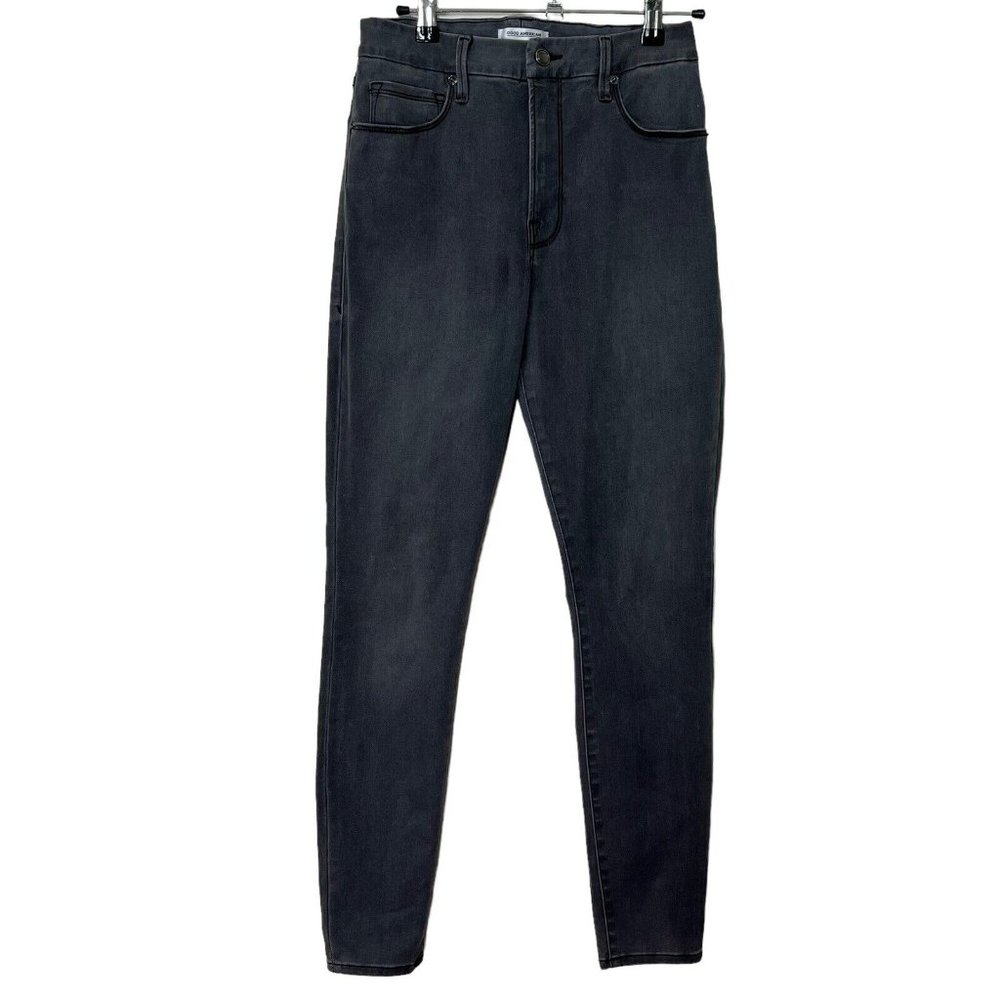 Good American Womens Good Waist High Rise Skinny Faded Black Jeans Size 4/27